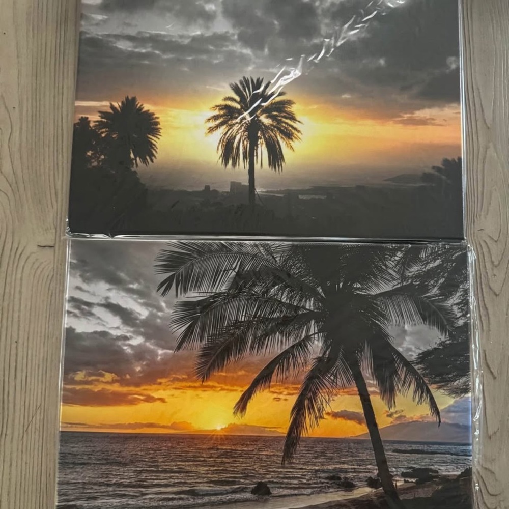 Sunset Palm Tree Canvas Art Set